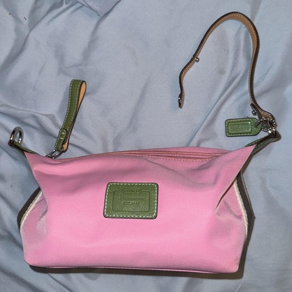 RARE COACH purse bag pink green rubber rain AKA alpha kappa alpha sorority girly - Picture 3 of 7